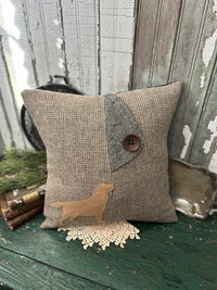Yellow Labrador Pillow, Recycled Wool Tweed, 14 Inch