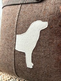 Labrador Silhouette Throw Pillow, Recycled Wool Tweed, 12 Inch