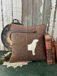 Labrador Silhouette Throw Pillow, Recycled Wool Tweed, 12 Inch