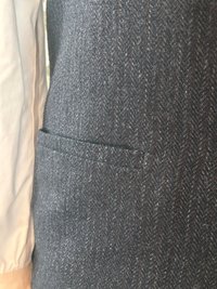 Black Herringbone Wool Blend Vest, Sz Medium