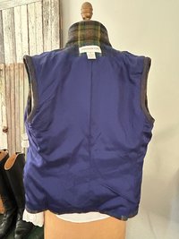 Upcycled Vintage Wool Plaid Vest, Sz Medium, Cobalt, Chartreuse
