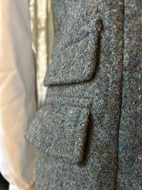 Harris Tweed Sage Green Vest, Sleeveless Blazer, Classic British Style, Size S/M