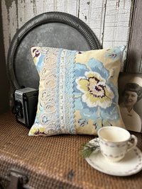 Floral, Lace Pillow, Made with Vintage Materials, 12 Inch