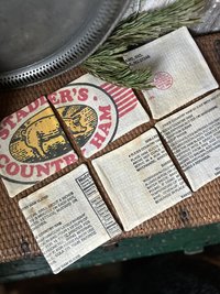 Feed Sack Coasters, Farmhouse Décor, Eco-Friendly, Set of 6