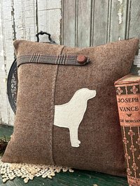 Labrador Silhouette Throw Pillow, Recycled Wool Tweed, 12 Inch