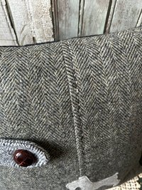 Schnauzer Dog Tweed Pillow, Gray Herringbone, Recycled Materials