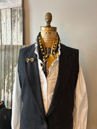 Black Herringbone Wool Blend Vest, Sz Medium