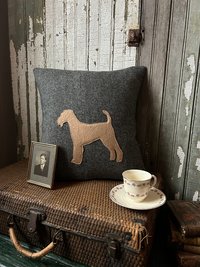 Airedale Terrier Dog Throw Pillow, Herringbone Tweed, 14 Inch