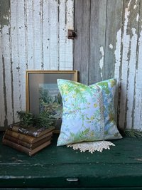 Pastel Floral Throw Pillow, Vintage Fabrics