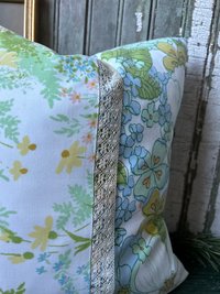 Pastel Floral Throw Pillow, Vintage Fabrics