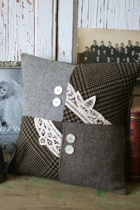 Rustic Farmhouse Recycled Wool Tweed PILLOW COVER, Sustainable, Handmade