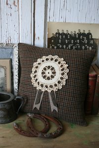 Tweed and Lace PILLOW COVER - Recycled Wool, Handmade, Eco-Friendly Decor