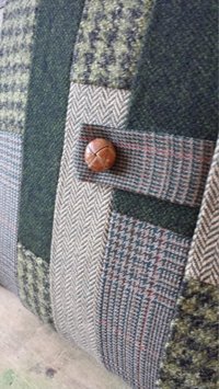 Green Wool Tweed Patchwork PILLOW COVER - Recycled, Handmade, Eco-Friendly Decor