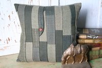 Recycled Wool Tweed PILLOW COVER - Green, Eco-Friendly Decor, Handmade