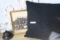 Equestrian Horse PILLOW COVER- Recycled Wool, Gray Herringbone, Vintage Lace