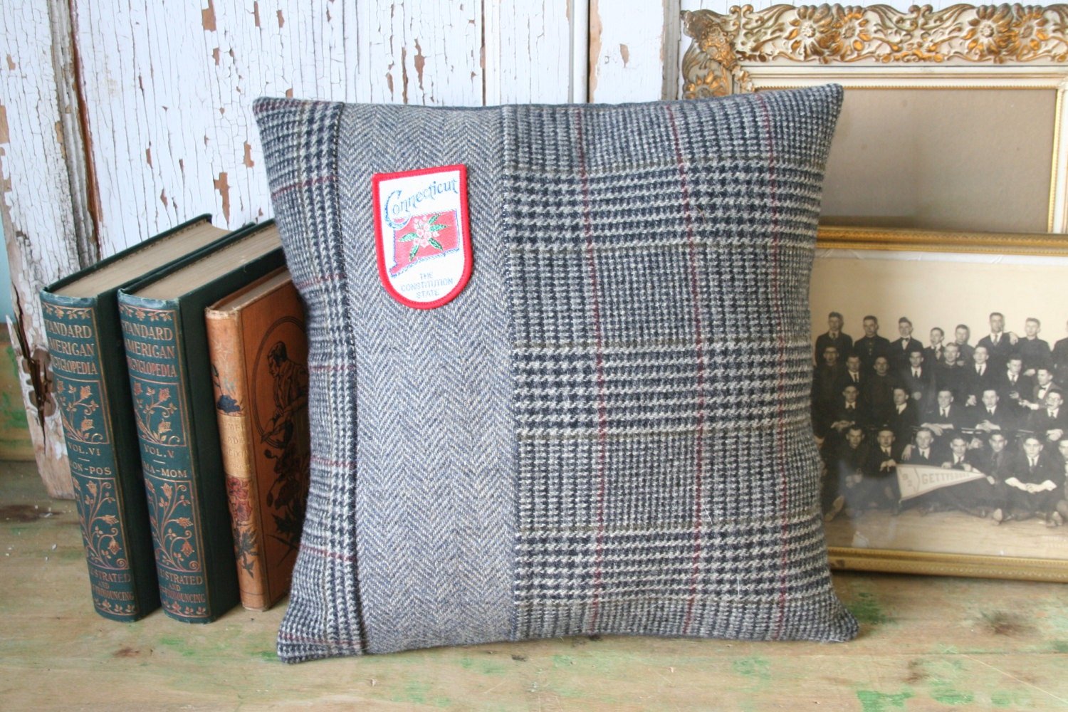 Wool Tweed Connecticut State PILLOW COVER - Recycled, Handmade, Sustainable Decor