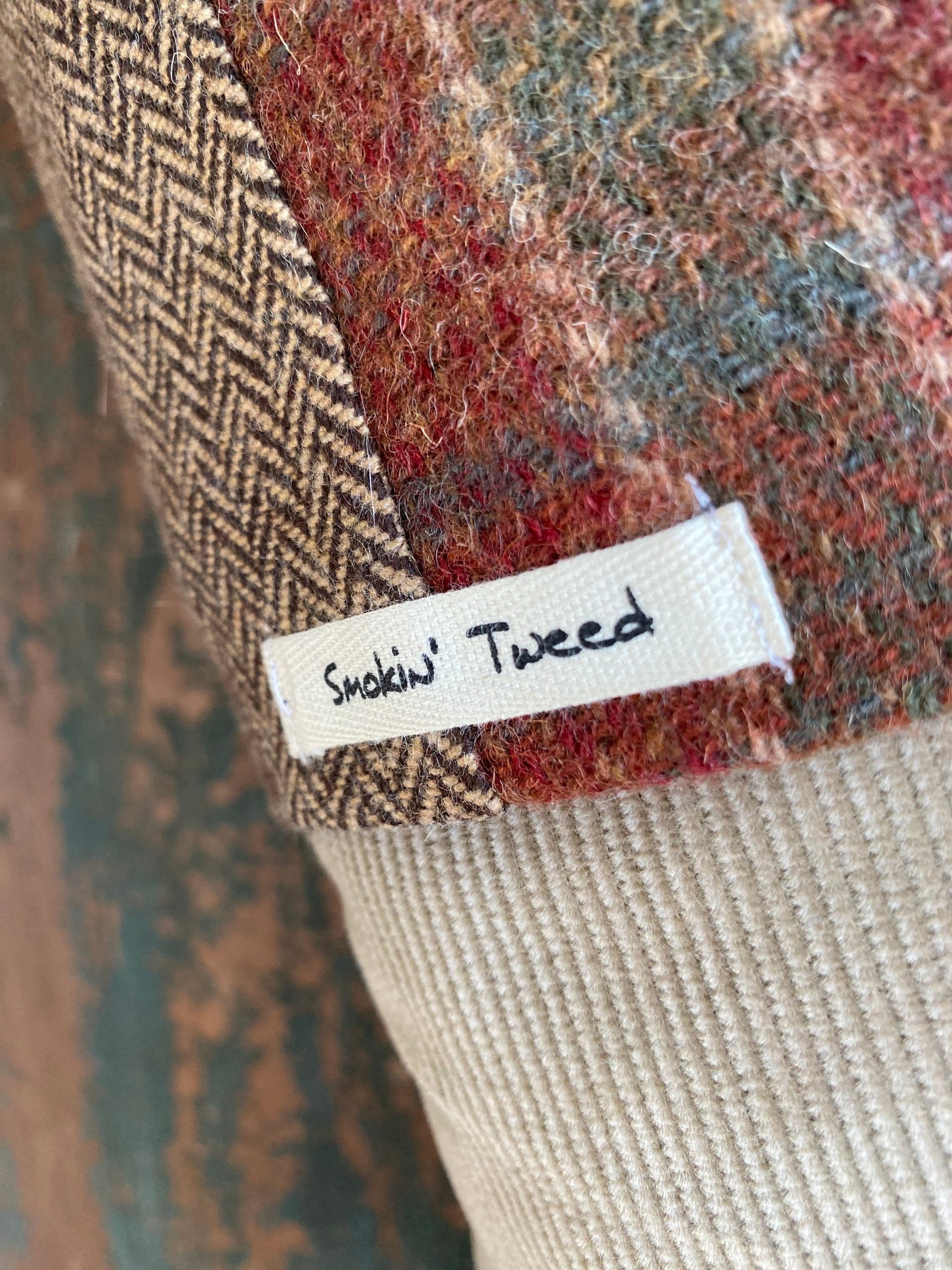 Wool Tweed CHRISTMAS STOCKING, Suede Toe, Handmade, Recycled