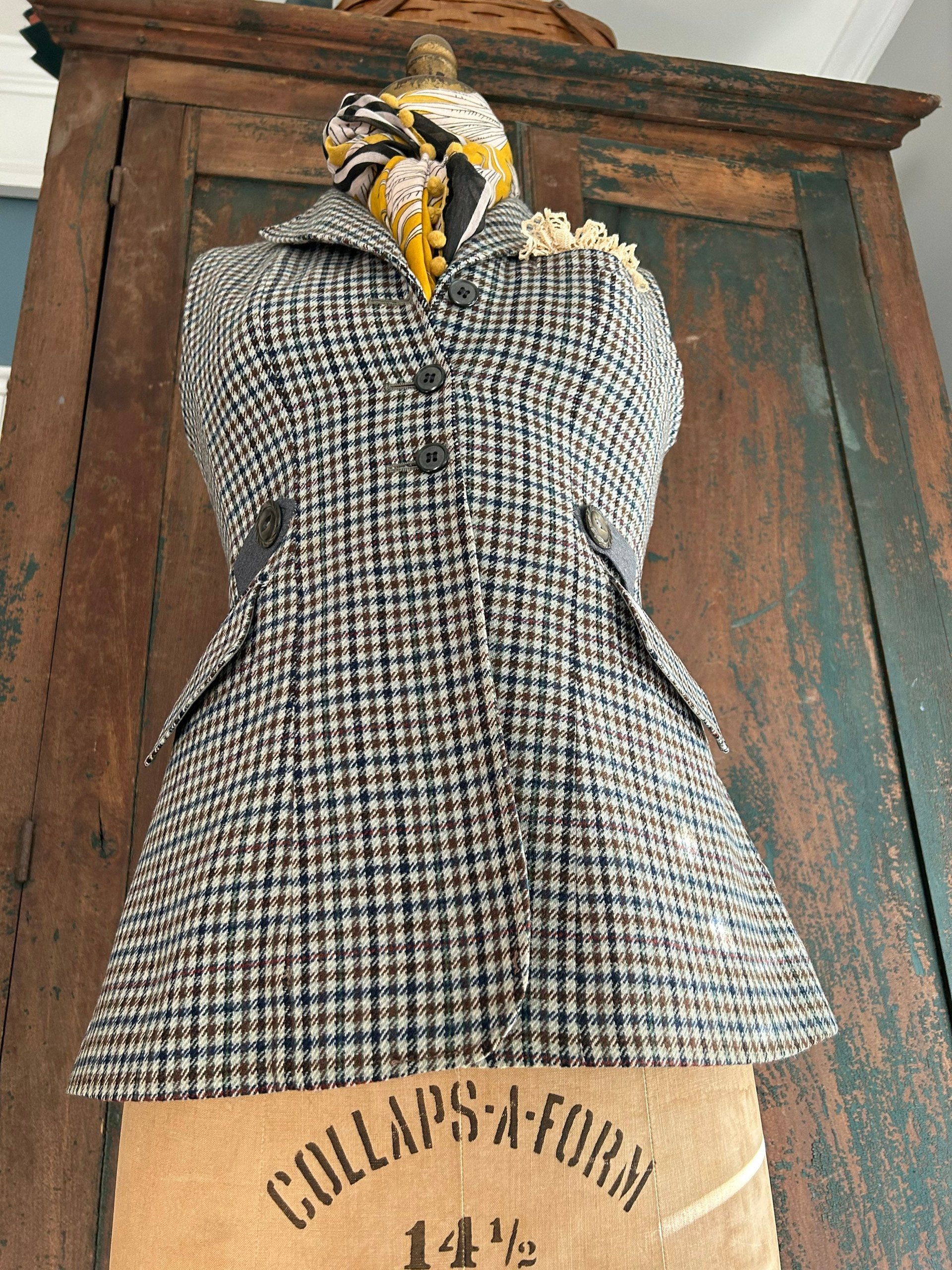 Wool Tweed Fitted VEST, Waistcoat, Guillet, Sz SMALL Recycled, Sustainable Fashion, English Made