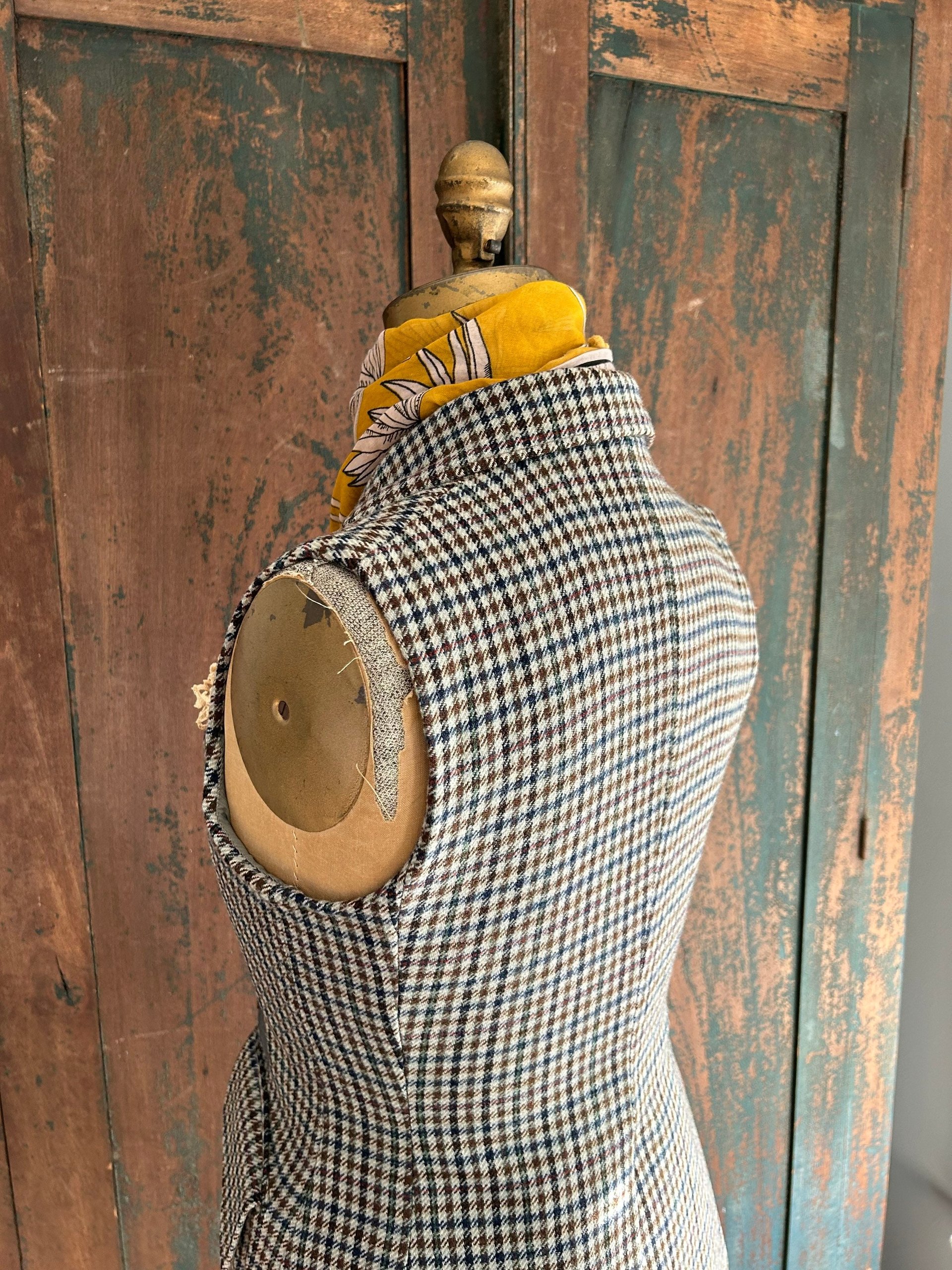 Wool Tweed Fitted VEST, Waistcoat, Guillet, Sz SMALL Recycled, Sustainable Fashion, English Made