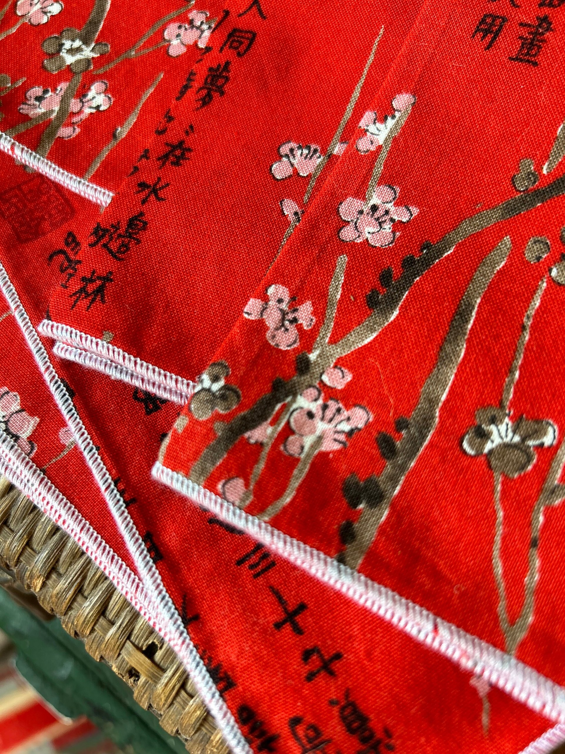 Red Asian Print Fabric Napkins, Set of 6