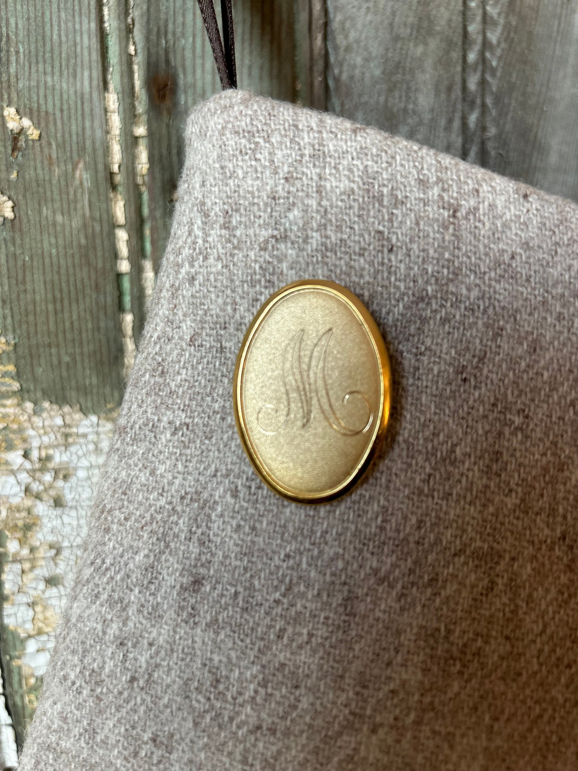 Vintage Monogram M Brooch, Christmas Stocking Tag Idea