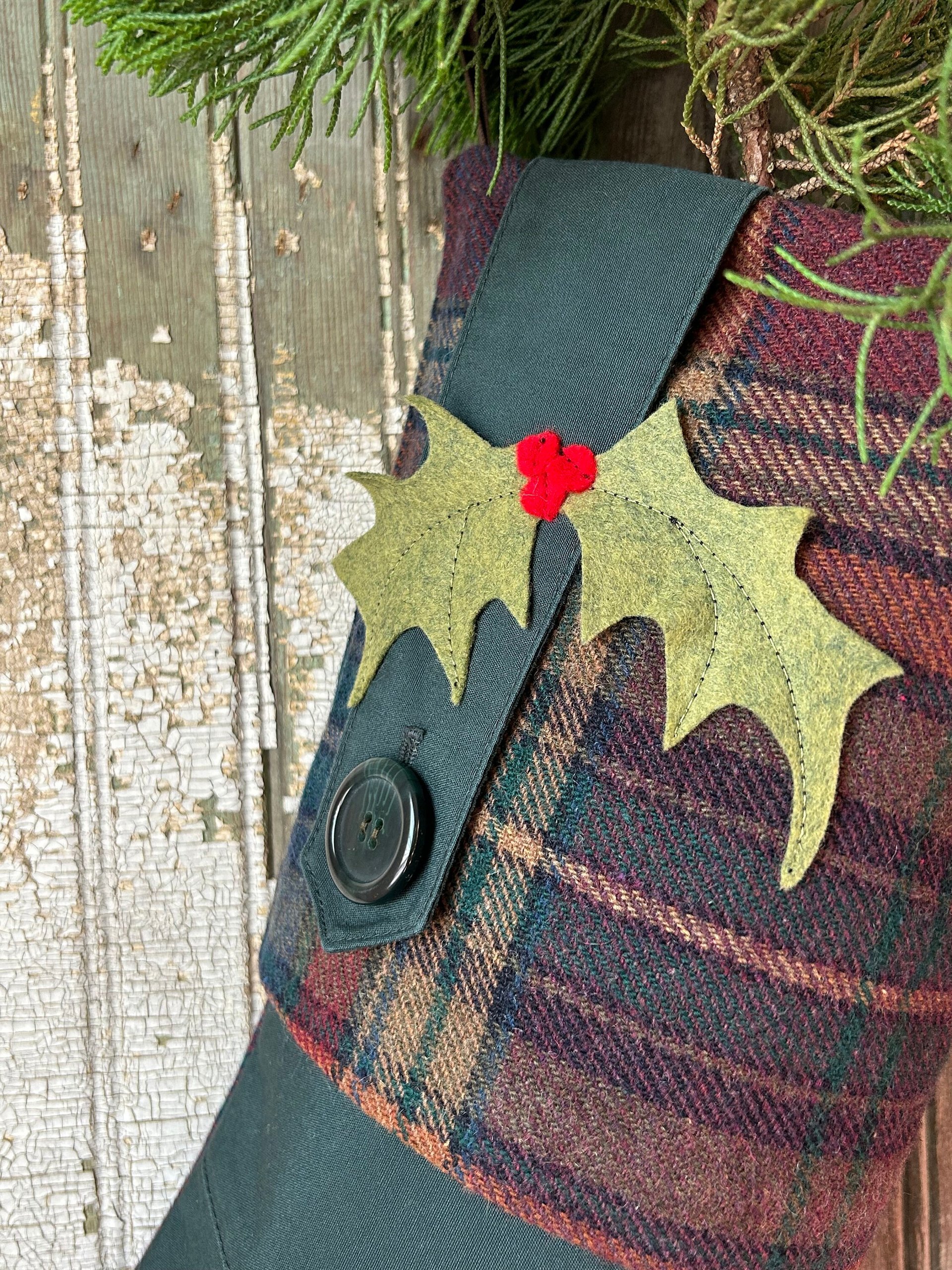 Tartan Pocket Christmas Stocking, Eco Friendly, Plaid