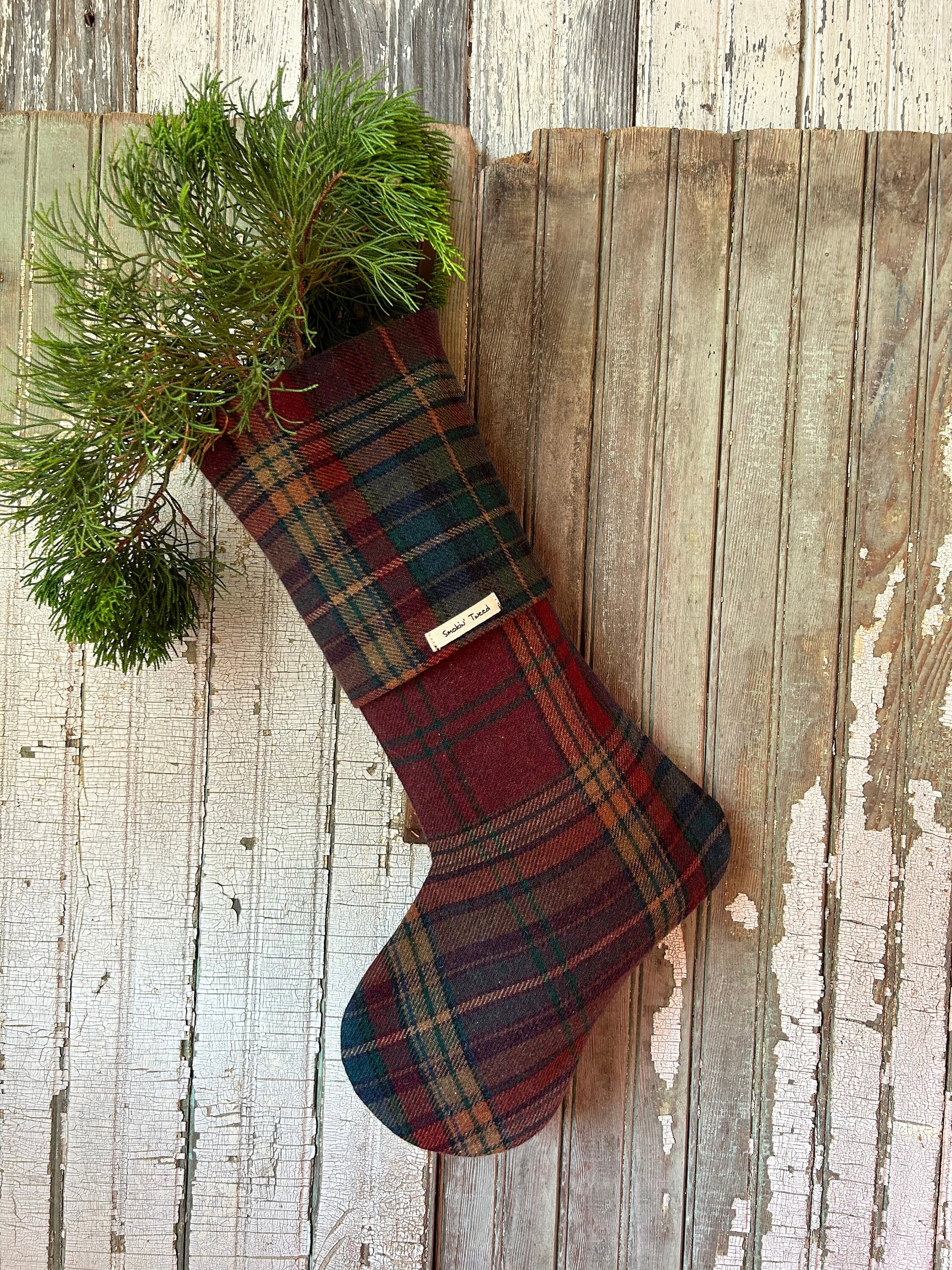 Tartan Pocket Christmas Stocking, Eco Friendly, Plaid