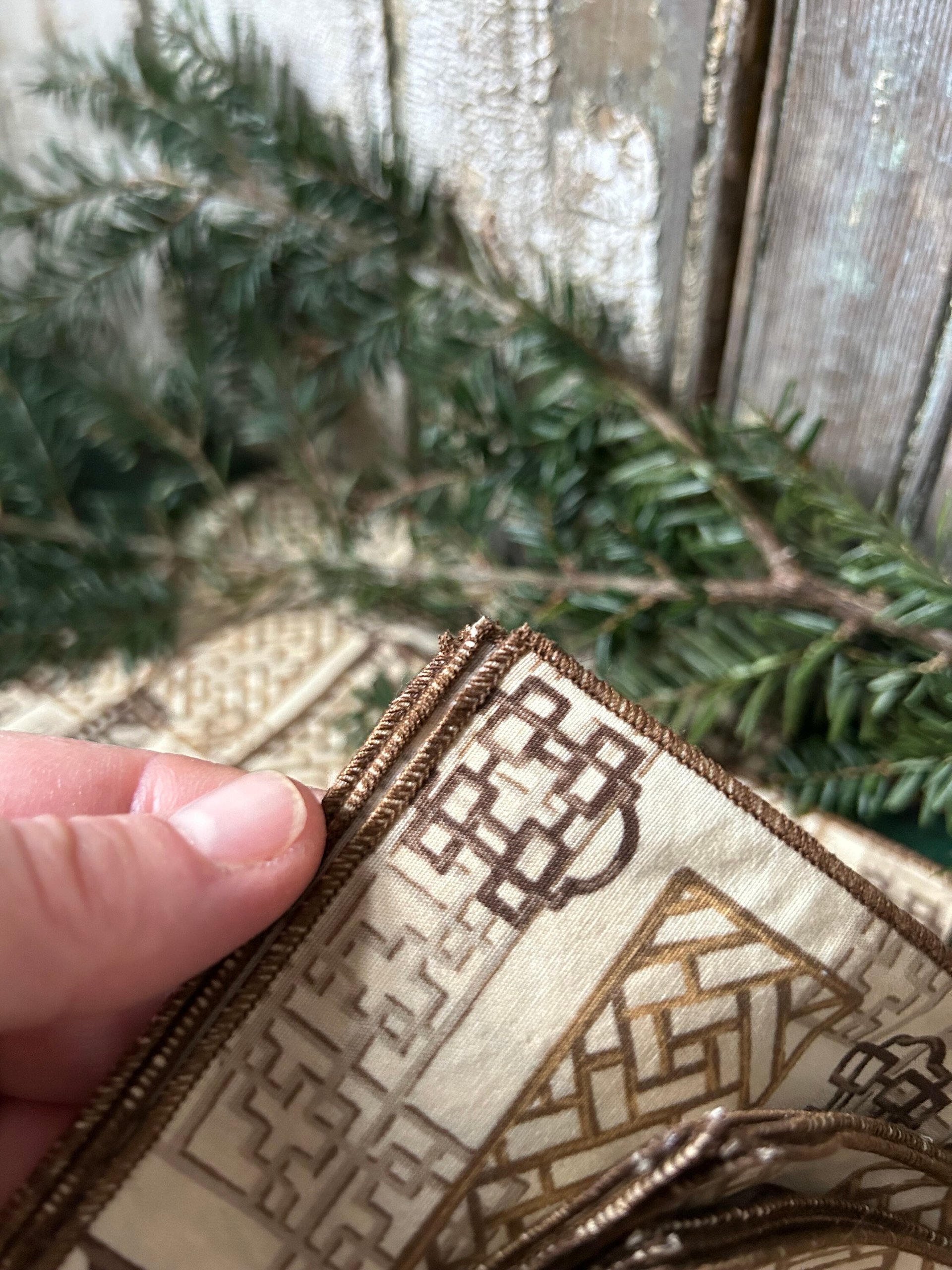 Asian Screens Fabric Napkins - Set of 6, Earth Tones