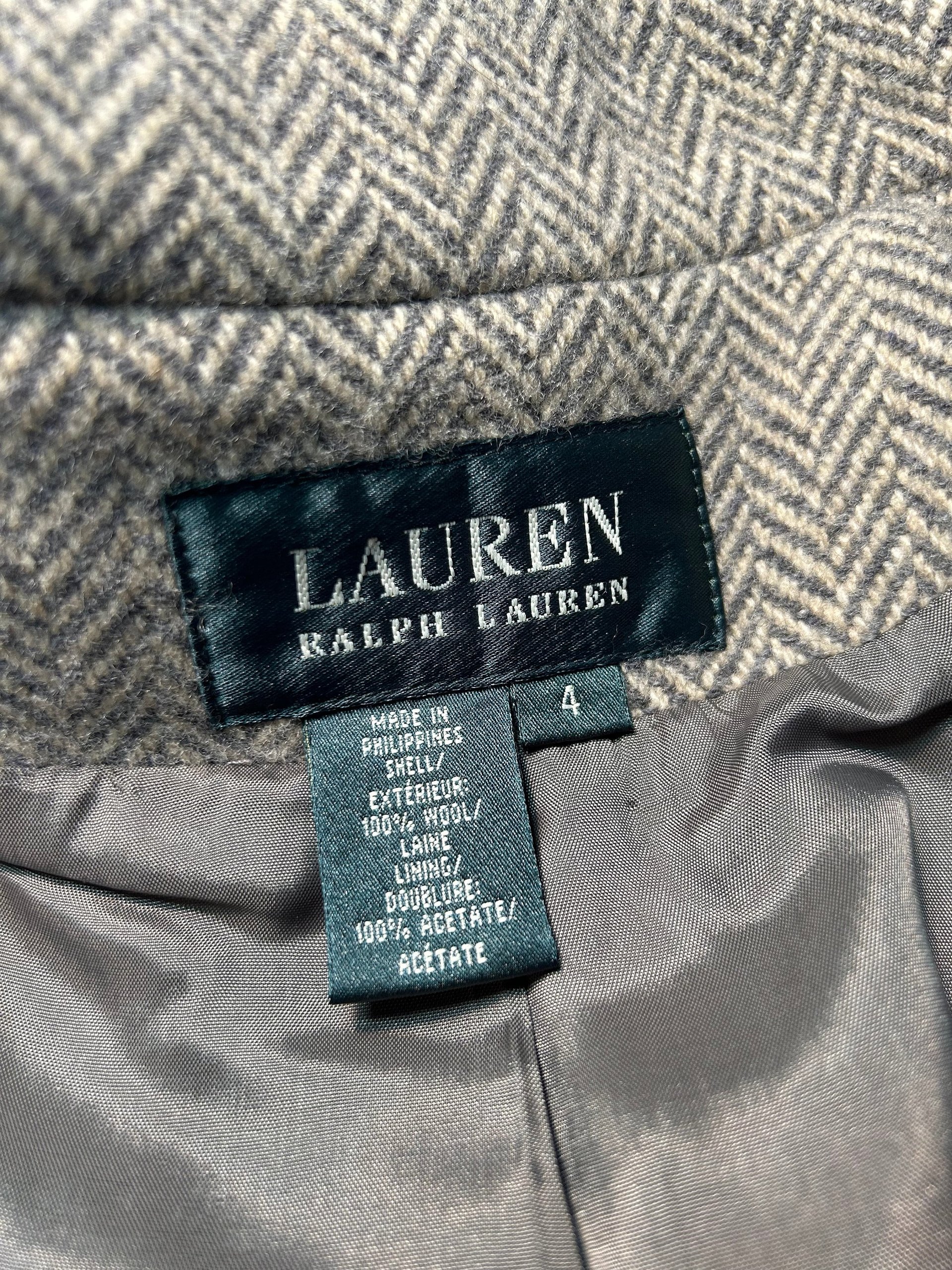 Ladies Upcycled Ralph Lauren Wool Herringbone Vest, Waistcoat - Sz 4, SMALL