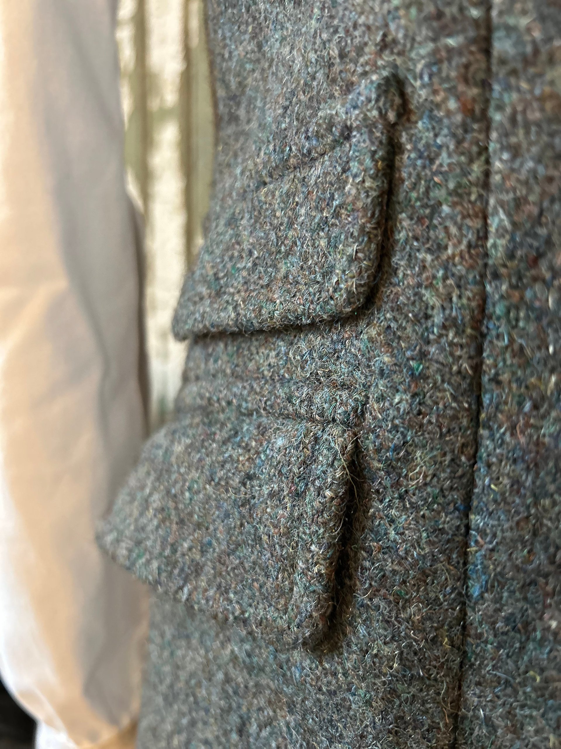 Harris Tweed Sage Green Vest, Sleeveless Blazer, Classic British Style, Size S/M