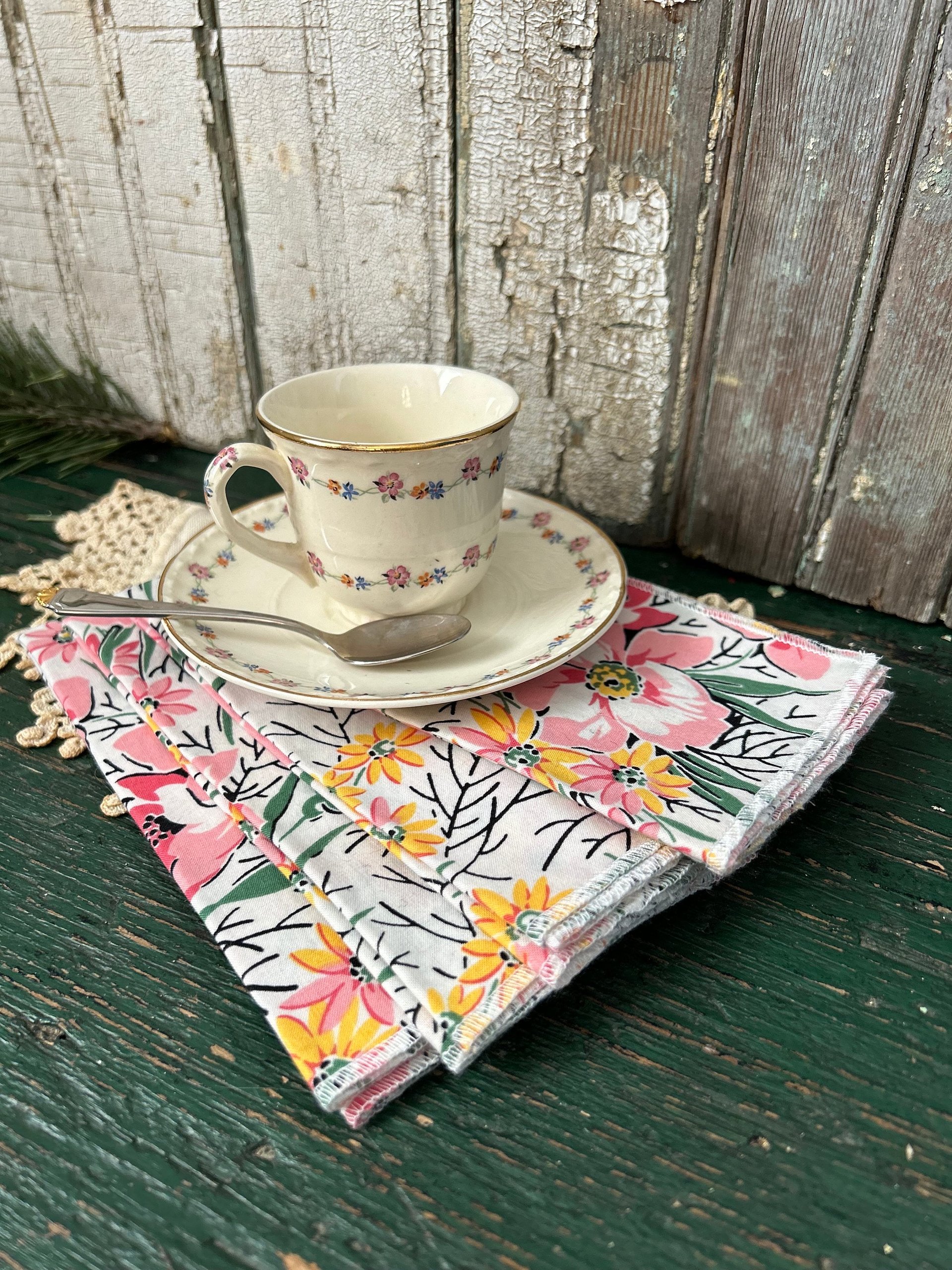 Spring Floral Napkins, Cotton, Easter Set