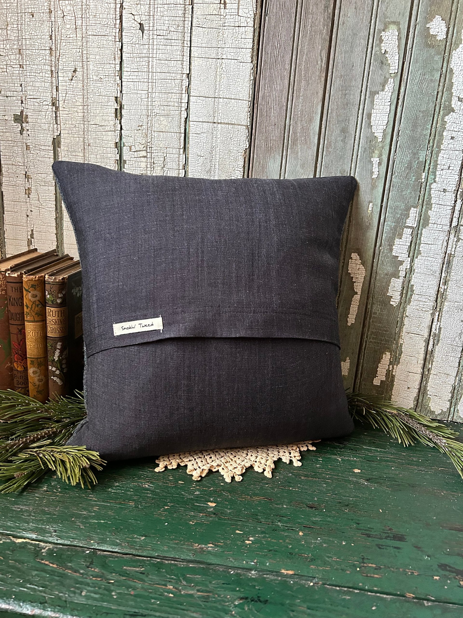 Terrier Silhouette Throw Pillow, Recycled Wool Tweed