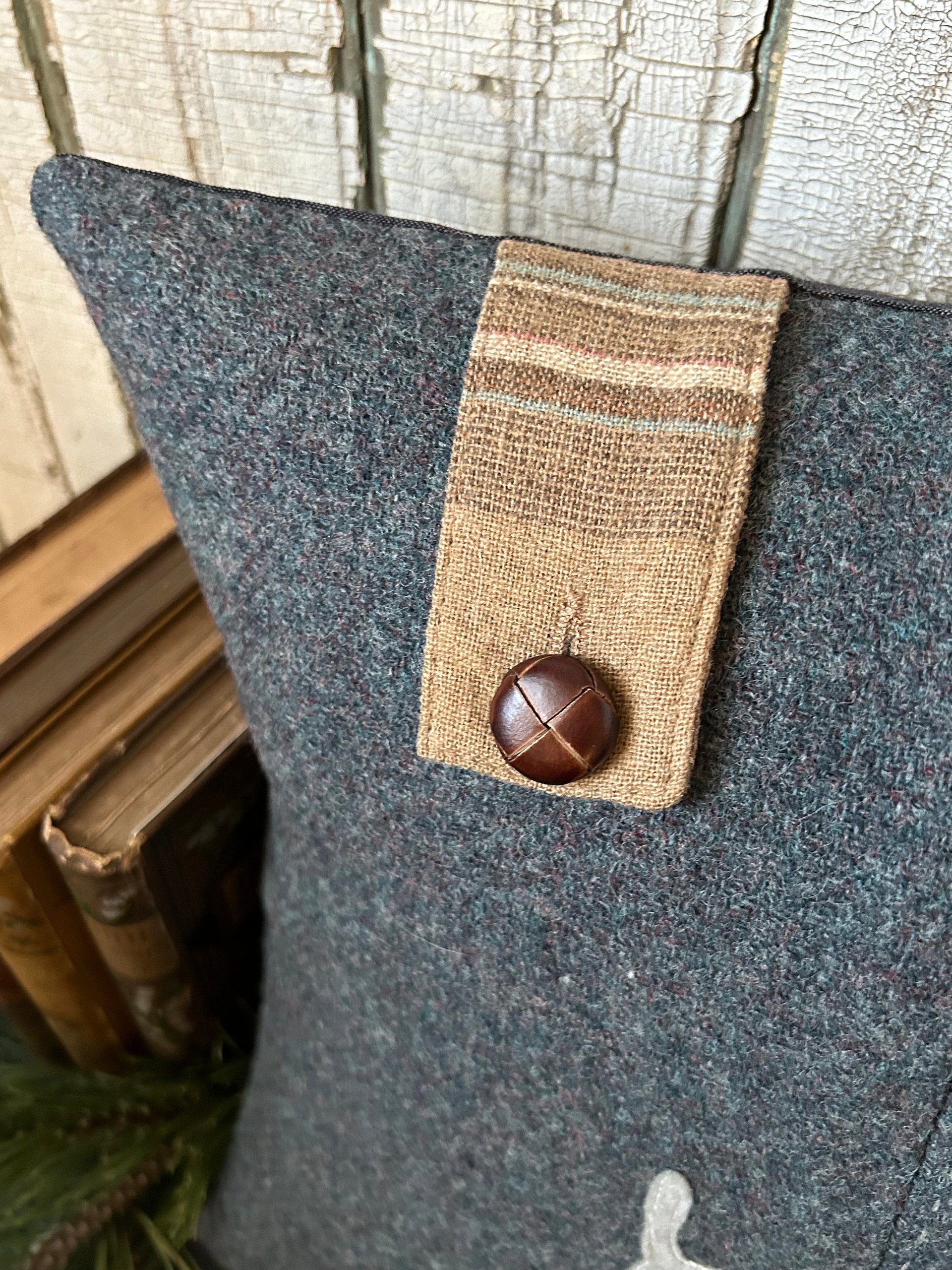 Terrier Silhouette Throw Pillow, Recycled Wool Tweed