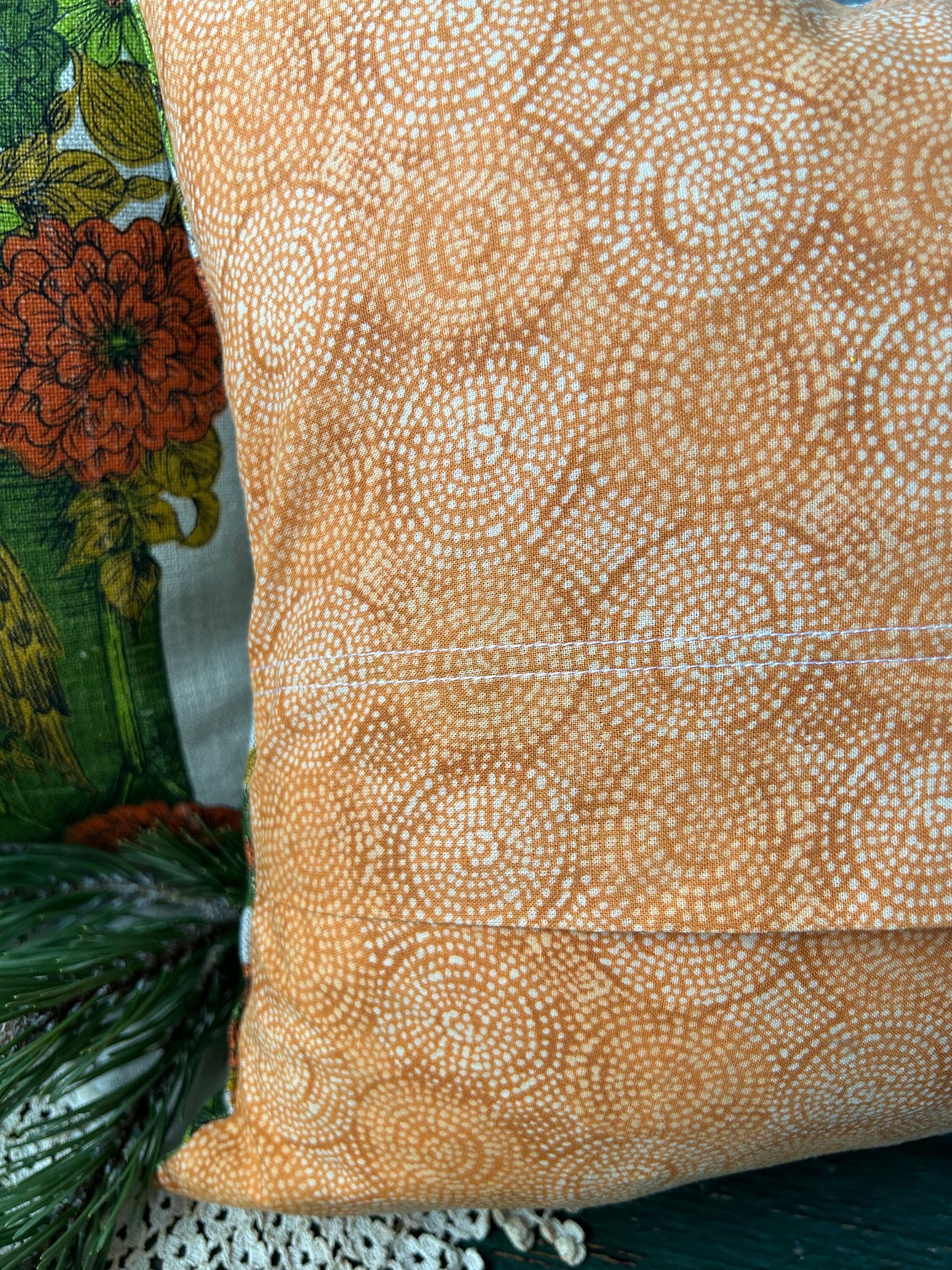 Mid Century Americana Pillow, Orange, Avocado Green