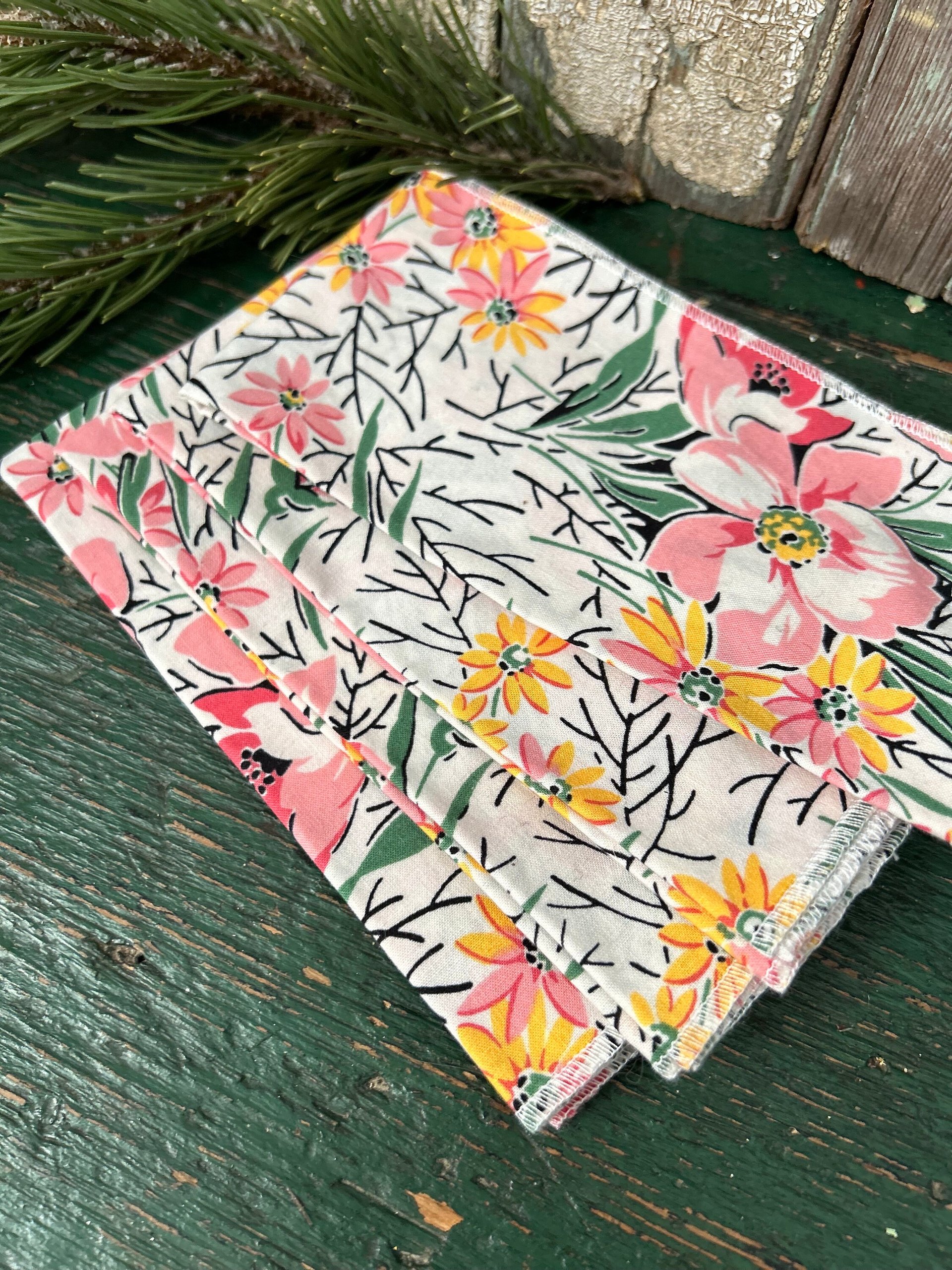 Spring Floral Napkins, Cotton, Easter Set