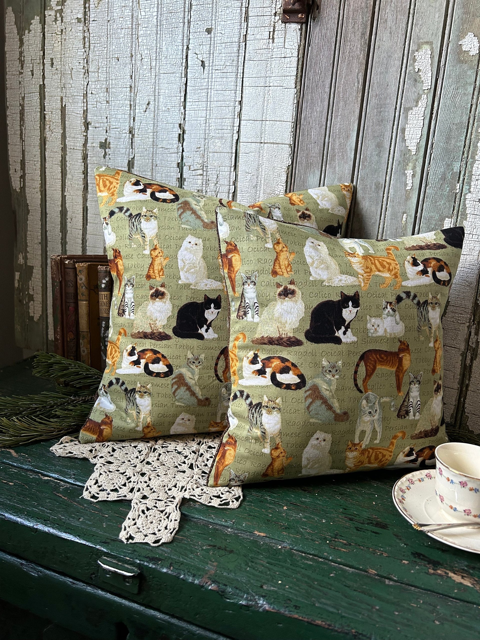 Sage Green Kitty Cat Throw Pillows, Cat Breeds, Fundraiser