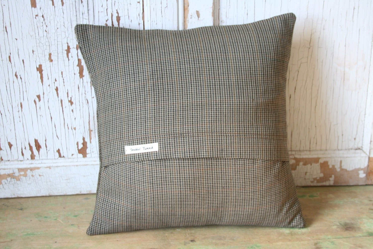 Wool Tweed Patchwork PILLOW COVER - Green, Recycled, Handmade, Eco-Friendly Decor