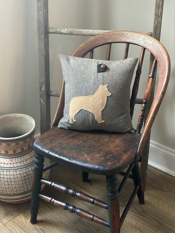 Rough collie silhouette pillow