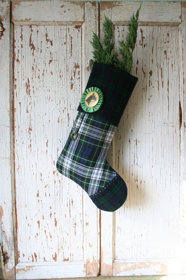 Tartan Equestrian CHRISTMAS STOCKING, with Prize Ribbon Rosette