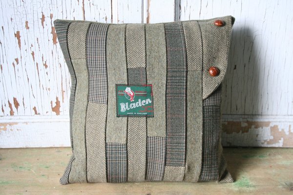 Wool Tweed Patchwork PILLOW COVER - Recycled, Handmade, Sustainable